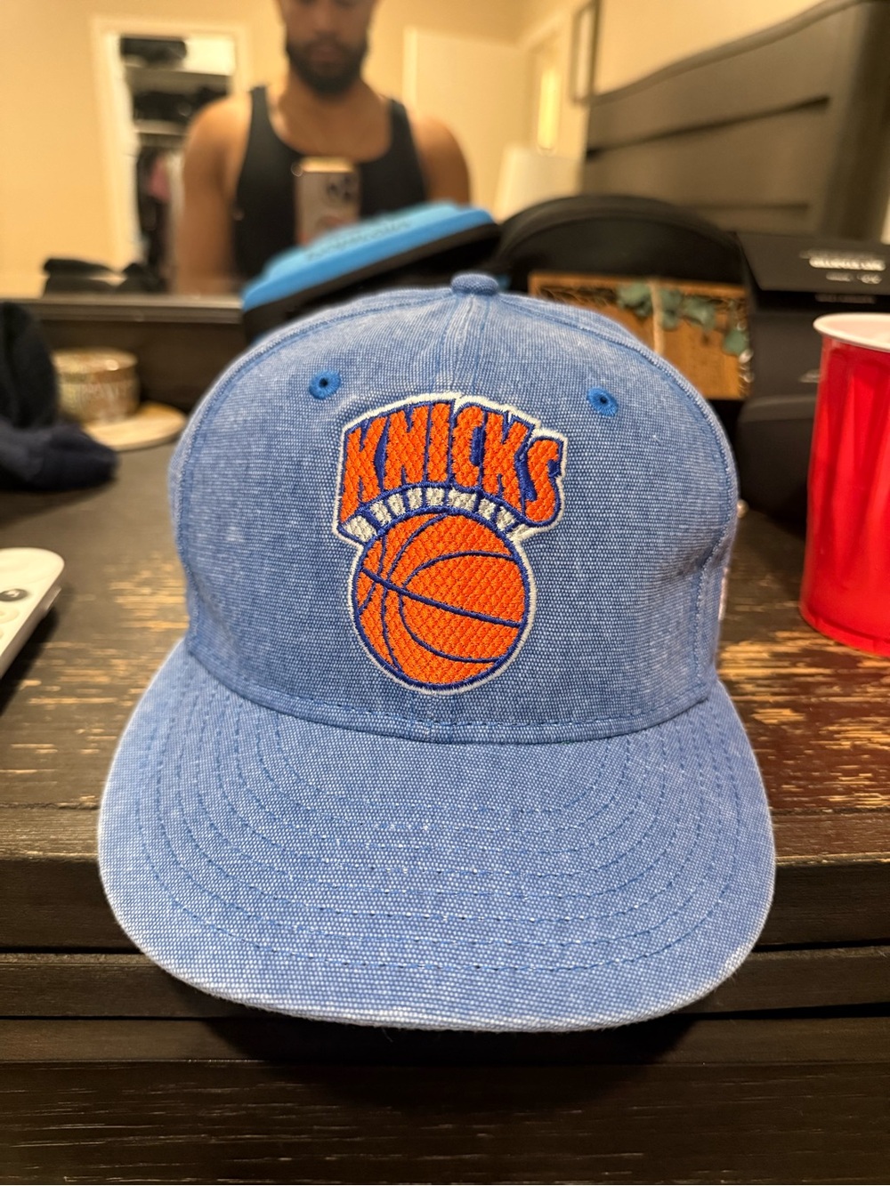 Light Blue Denim Snapback Hat 1970 championship patch